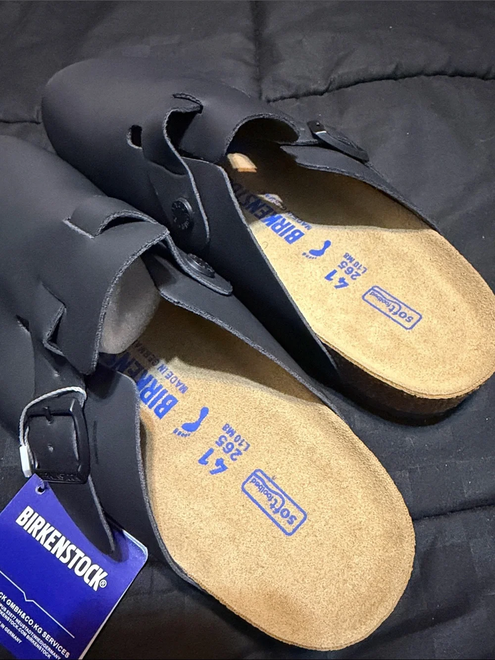 Birkenstock Men’s Boston Clog in Black with Natural Footbed